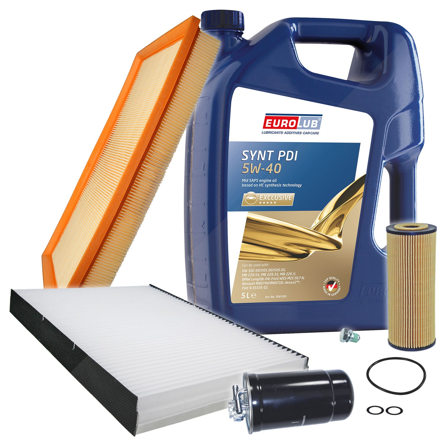 Bestprice Inspektionspaket Filtersatz SET B + 5l ÖL [Hersteller-Nr. 40197481] für VW, Audi, Skoda