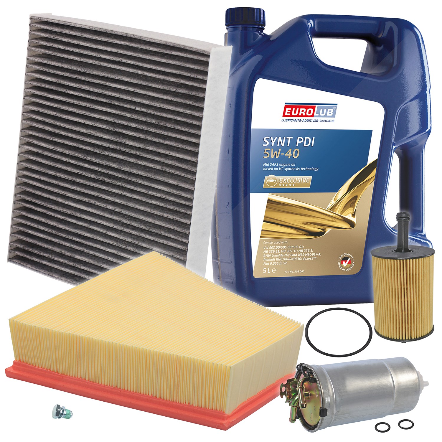 Bestprice Inspektionspaket Filtersatz SET B + 5l ÖL [Hersteller-Nr. 40197482] für Seat, VW, Skoda