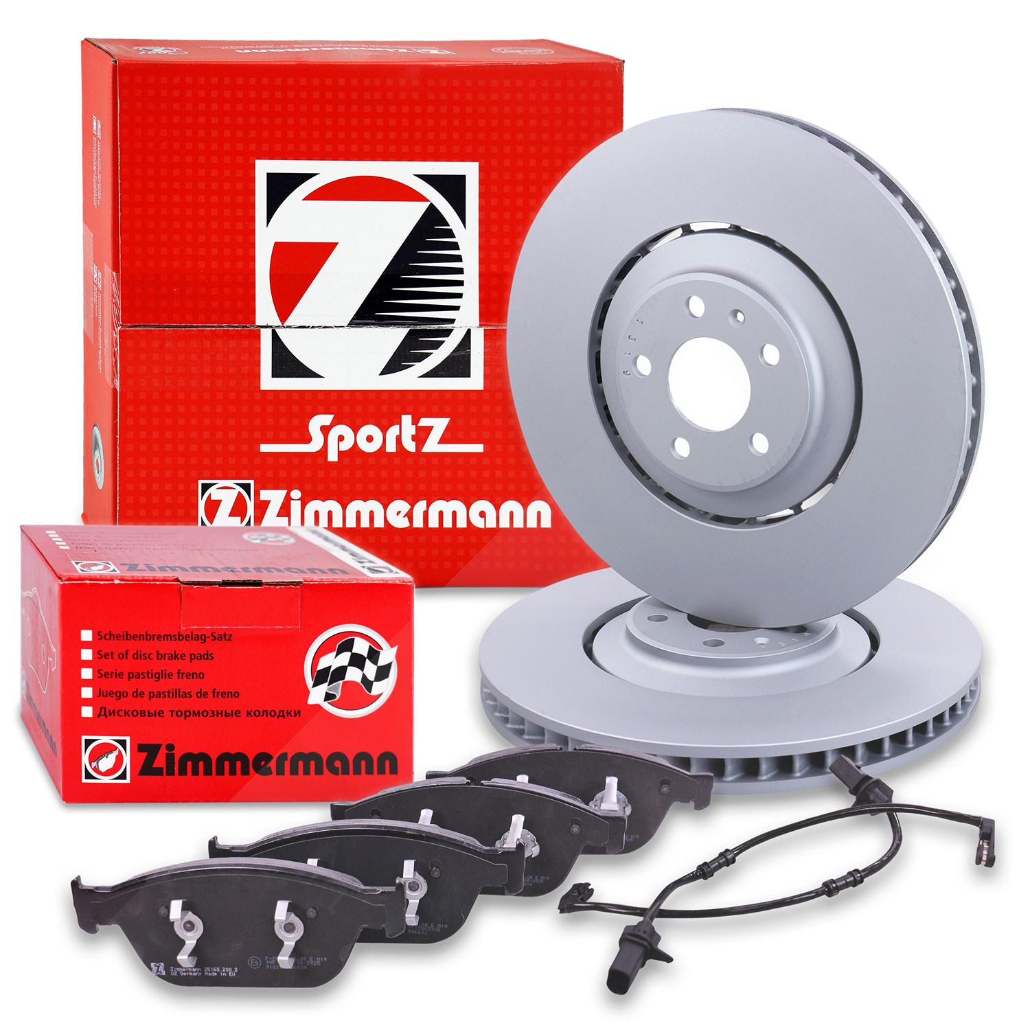 Zimmermann Bremsscheiben+Beläge mit VWK Vorne Zweiteilig [Hersteller-Nr. 40192137] für Audi