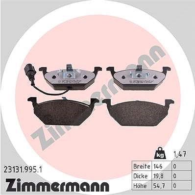 Zimmermann Bremsbelagsatz, Scheibenbremse [Hersteller-Nr. 23131.995.1] für Skoda, Audi, Seat, VW