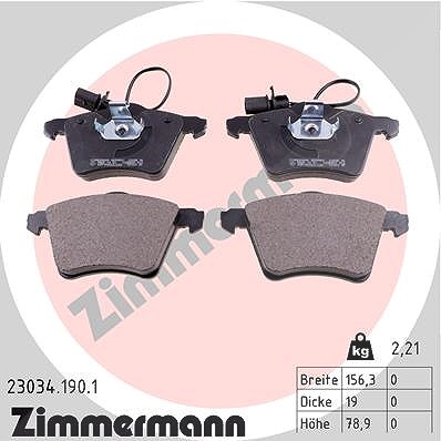 Zimmermann Bremsbelagsatz, Scheibenbremse [Hersteller-Nr. 23034.190.1] für VW
