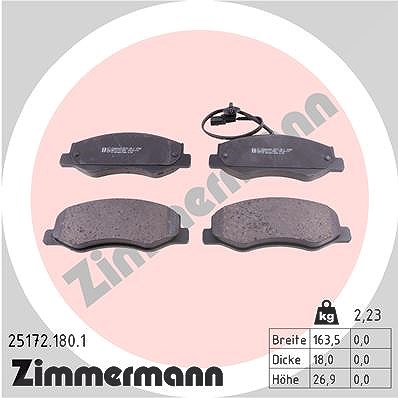 Zimmermann Bremsbeläge mit VWK hinten (Satz) [Hersteller-Nr. 25172.180.1] für Nissan, Renault, Opel