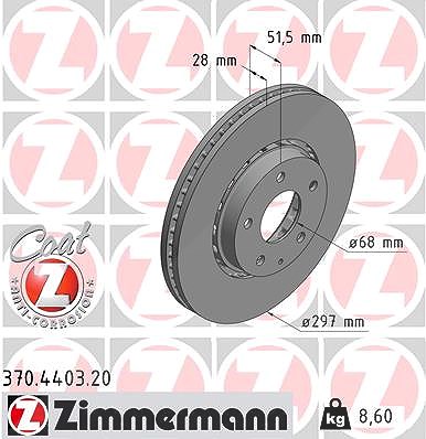 Zimmermann Bremsscheibe Vorderachse belüftet [Hersteller-Nr. 370.4403.20] für Mazda