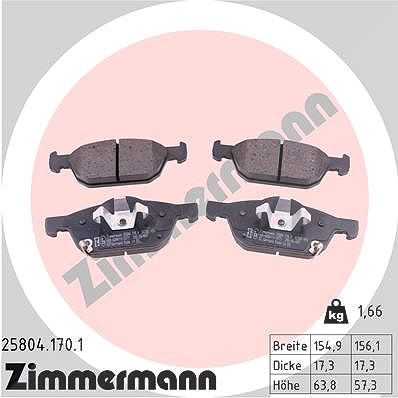 Zimmermann Bremsbelagsatz, Scheibenbremse [Hersteller-Nr. 25804.170.1] für Honda