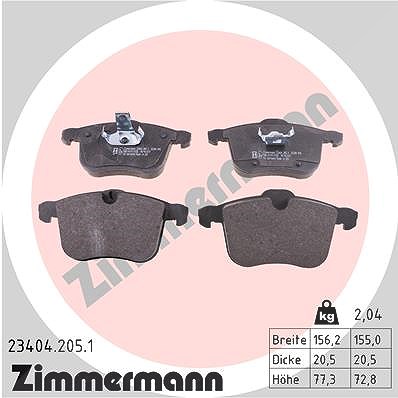Zimmermann Bremsbelagsatz, Scheibenbremse [Hersteller-Nr. 23404.205.1] für Opel, Saab, Vauxhall, Cadillac