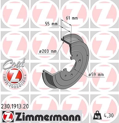 Zimmermann Bremstrommel [Hersteller-Nr. 230.1913.20] für Alfa Romeo, Lancia, Fiat