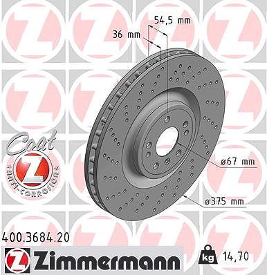 Zimmermann Bremsscheibe [Hersteller-Nr. 400.3684.20] für Mercedes-Benz