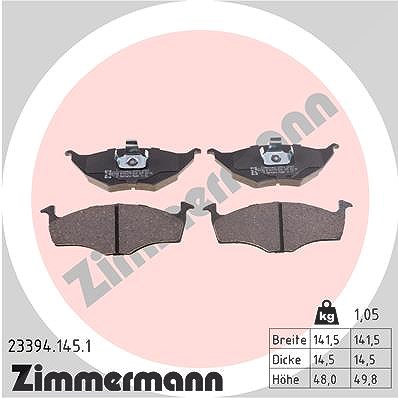 Zimmermann Bremsbelagsatz, Scheibenbremse [Hersteller-Nr. 23394.145.1] für VW