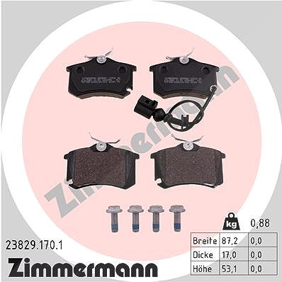 Zimmermann Bremsbelagsatz, Scheibenbremse [Hersteller-Nr. 23829.170.1] für VW, Seat, Skoda