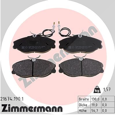 Zimmermann Bremsbelagsatz, Scheibenbremse [Hersteller-Nr. 21674.190.1] für Citroën, Peugeot