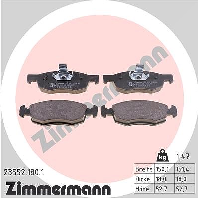 Zimmermann Bremsbelagsatz, Scheibenbremse [Hersteller-Nr. 23552.180.1] für Fiat