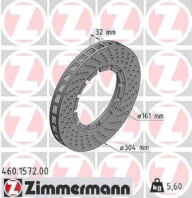 Zimmermann 1x Bremsscheibe Vorderachse Rechts [Hersteller-Nr. 460.1572.00] für Porsche