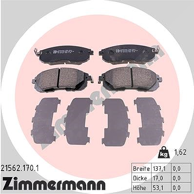 Zimmermann Bremsbelagsatz, Scheibenbremse [Hersteller-Nr. 21562.170.1] für Nissan