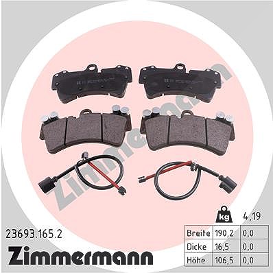 Zimmermann Bremsbelagsatz, Scheibenbremse [Hersteller-Nr. 23693.165.2] für VW, Audi, Porsche