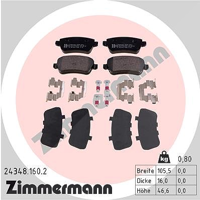 Zimmermann Bremsbelagsatz, Scheibenbremse [Hersteller-Nr. 24348.160.2] für Fiat