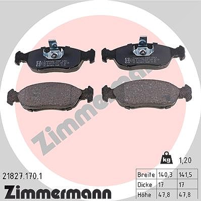 Zimmermann Bremsbelagsatz, Scheibenbremse [Hersteller-Nr. 21827.170.1] für Citroën, Peugeot