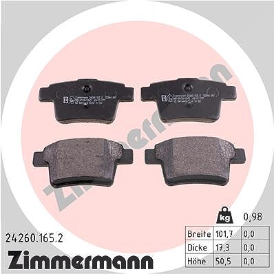 Zimmermann Bremsbelagsatz, Scheibenbremse [Hersteller-Nr. 24260.165.2] für Ford, Jaguar