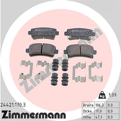 Zimmermann Bremsbelagsatz, Scheibenbremse [Hersteller-Nr. 24421.170.3] für Opel, Saab, Vauxhall