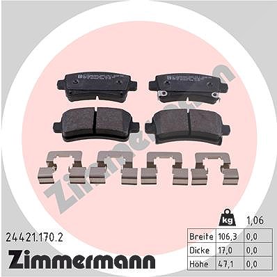 Zimmermann Bremsbelagsatz, Scheibenbremse [Hersteller-Nr. 24421.170.2] für Vauxhall, Saab, Opel