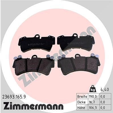 Zimmermann Bremsbelagsatz, Scheibenbremse [Hersteller-Nr. 23693.165.9] für Porsche, VW, Audi