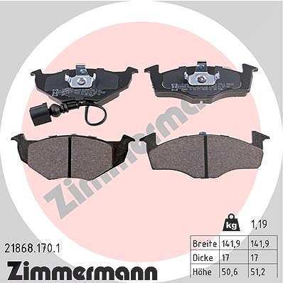 Zimmermann Bremsbelagsatz, Scheibenbremse [Hersteller-Nr. 21868.170.1] für VW, Seat, Skoda