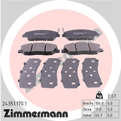 Zimmermann Bremsbelagsatz, Scheibenbremse [Hersteller-Nr. 24351.170.1] für Ssangyong, Hyundai, Kia