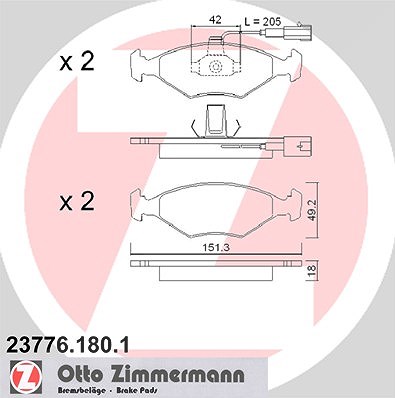 Zimmermann Bremsbelagsatz, Scheibenbremse [Hersteller-Nr. 23776.180.1] für Fiat