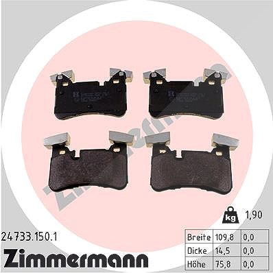 Zimmermann Bremsbelagsatz, Scheibenbremse [Hersteller-Nr. 24733.150.1] für Mercedes-Benz