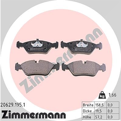 Zimmermann Bremsbelagsatz, Scheibenbremse [Hersteller-Nr. 20629.195.1] für Porsche, BMW