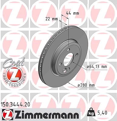 Zimmermann Bremsscheibe [Hersteller-Nr. 150.3444.20] für Mini