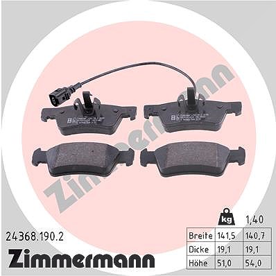 Zimmermann Bremsbelagsatz, Scheibenbremse [Hersteller-Nr. 24368.190.2] für VW