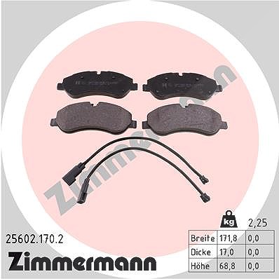 Zimmermann Bremsbelagsatz mit Warnkontakt vorne [Hersteller-Nr. 25602.170.2] für Ford