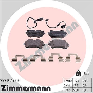 Zimmermann Bremsbelagsatz, Scheibenbremse [Hersteller-Nr. 25214.175.6] für Audi