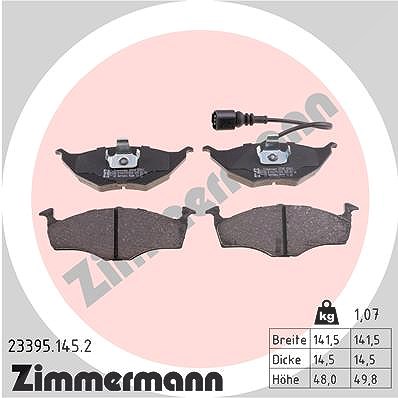 Zimmermann Bremsbelagsatz, Scheibenbremse [Hersteller-Nr. 23395.145.2] für Audi