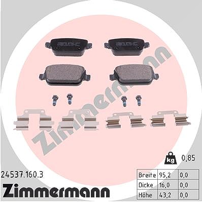 Zimmermann Bremsbelagsatz, Scheibenbremse [Hersteller-Nr. 24537.160.3] für Land Rover, Volvo