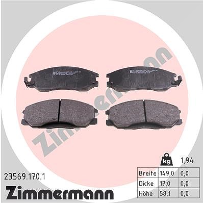 Zimmermann Bremsbelagsatz, Scheibenbremse [Hersteller-Nr. 23569.170.1] für Ssangyong, Hyundai