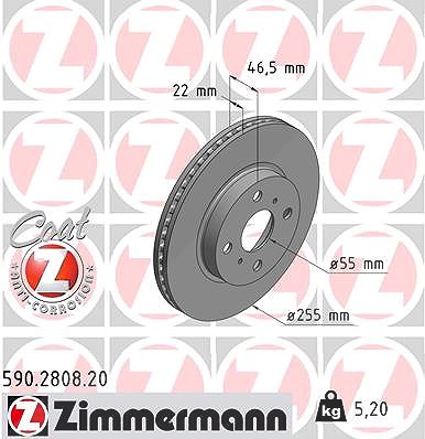 Zimmermann Bremsscheibe [Hersteller-Nr. 590.2808.20] für Toyota