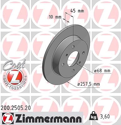 Zimmermann Bremsscheibe [Hersteller-Nr. 200.2505.20] für Nissan