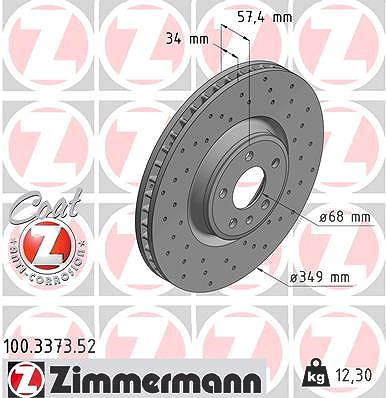 Zimmermann Bremsscheibe Vorderachse [Hersteller-Nr. 100.3373.52] für Audi, VW