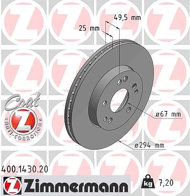 Zimmermann Bremsscheibe [Hersteller-Nr. 400.1430.20] für Mercedes-Benz