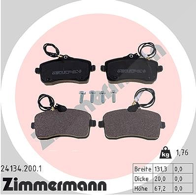 Zimmermann Bremsbelagsatz, Scheibenbremse [Hersteller-Nr. 24134.200.1] für Peugeot