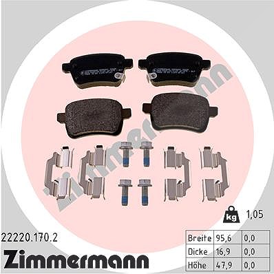 Zimmermann Bremsbelagsatz, Scheibenbremse [Hersteller-Nr. 22220.170.2] für Opel, Fiat, Vauxhall