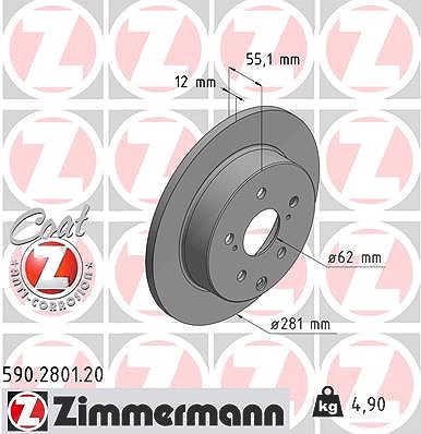 Zimmermann Bremsscheibe [Hersteller-Nr. 590.2801.20] für Toyota
