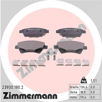 Zimmermann Bremsbelagsatz, Scheibenbremse [Hersteller-Nr. 23930.180.2] für Renault