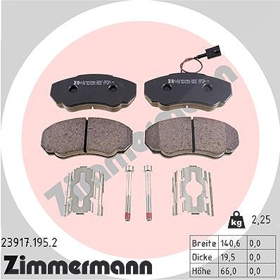 Zimmermann Bremsbelagsatz, Scheibenbremse [Hersteller-Nr. 23917.195.2] für Fiat, Peugeot, Citroën