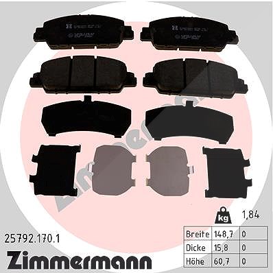 Zimmermann Bremsbelagsatz, Scheibenbremse [Hersteller-Nr. 25792.170.1] für Honda