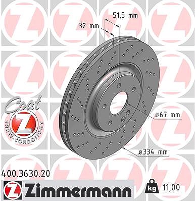 Zimmermann Bremsscheibe [Hersteller-Nr. 400.3630.20] für Mercedes-Benz