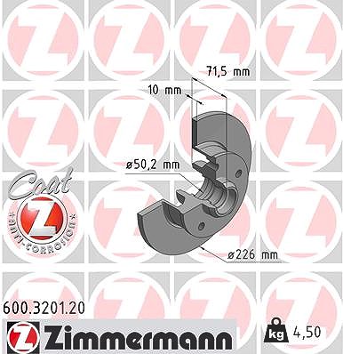 Zimmermann Bremsscheibe [Hersteller-Nr. 600.3201.20] für Seat, VW