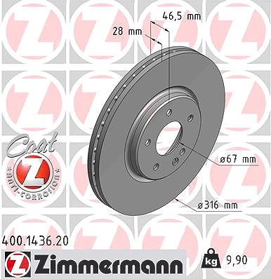Zimmermann Bremsscheibe [Hersteller-Nr. 400.1436.20] für Mercedes-Benz