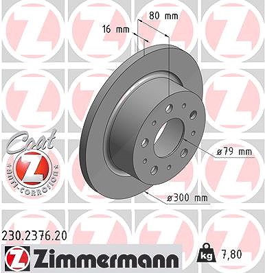 Zimmermann Bremsscheibe [Hersteller-Nr. 230.2376.20] für Fiat, Citroën, Peugeot